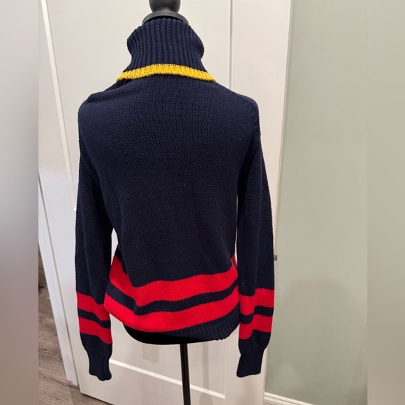 Polo Ralph Lauren Striped Turtleneck Sweater Navy Blue, Red & Yellow cotton - Picture 2 of 9